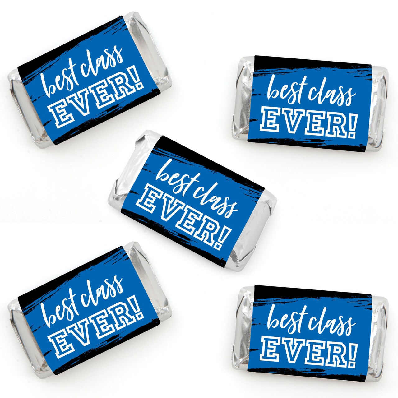 Big Dot of Happiness Reunited Blue - Mini Candy Bar Wrapper Stickers - Royal Blue School Class Reunion Party Small Favors - 40 Count